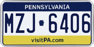 PA license plate MZJ6406