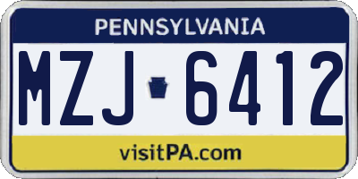 PA license plate MZJ6412