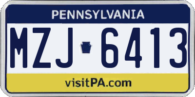 PA license plate MZJ6413