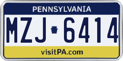 PA license plate MZJ6414