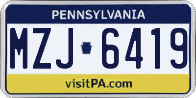 PA license plate MZJ6419