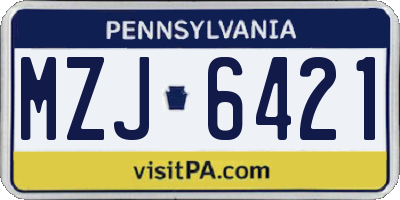 PA license plate MZJ6421