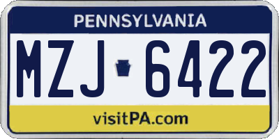 PA license plate MZJ6422