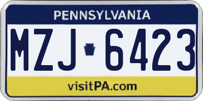 PA license plate MZJ6423