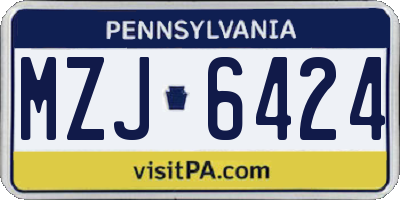 PA license plate MZJ6424