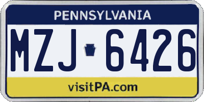 PA license plate MZJ6426