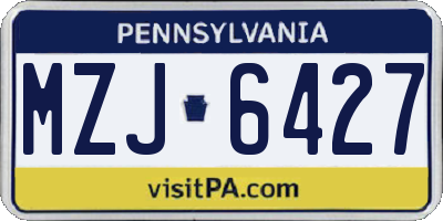 PA license plate MZJ6427