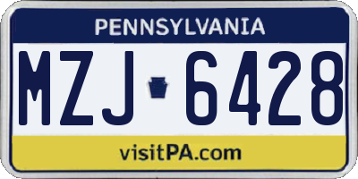 PA license plate MZJ6428