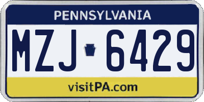 PA license plate MZJ6429
