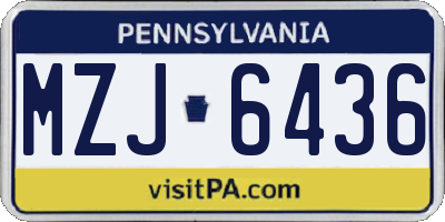 PA license plate MZJ6436