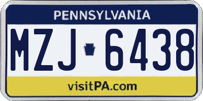 PA license plate MZJ6438