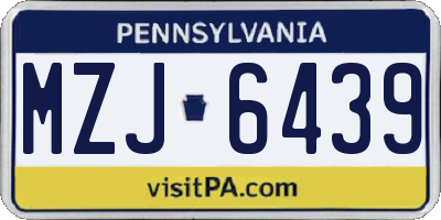 PA license plate MZJ6439