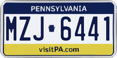 PA license plate MZJ6441