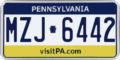 PA license plate MZJ6442