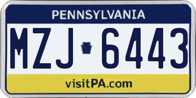 PA license plate MZJ6443
