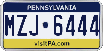 PA license plate MZJ6444