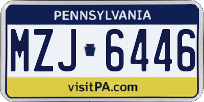 PA license plate MZJ6446