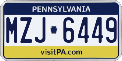 PA license plate MZJ6449