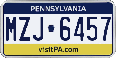 PA license plate MZJ6457
