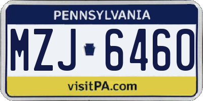 PA license plate MZJ6460