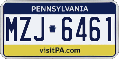 PA license plate MZJ6461