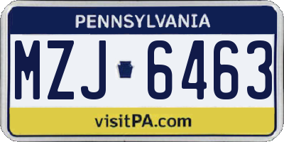 PA license plate MZJ6463