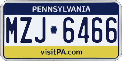 PA license plate MZJ6466