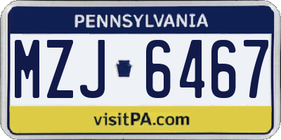 PA license plate MZJ6467