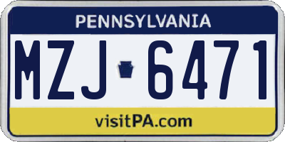 PA license plate MZJ6471