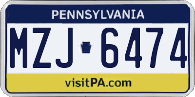 PA license plate MZJ6474