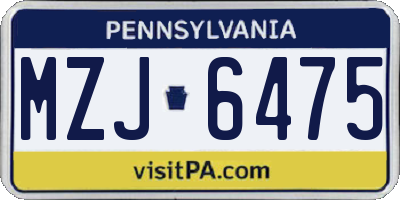 PA license plate MZJ6475