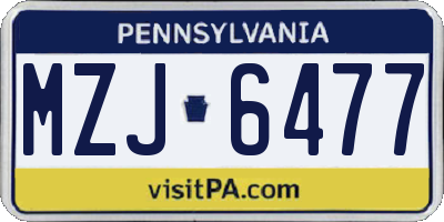 PA license plate MZJ6477