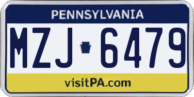 PA license plate MZJ6479