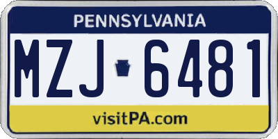 PA license plate MZJ6481