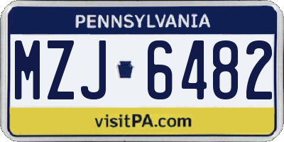 PA license plate MZJ6482