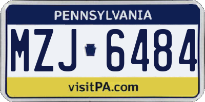 PA license plate MZJ6484