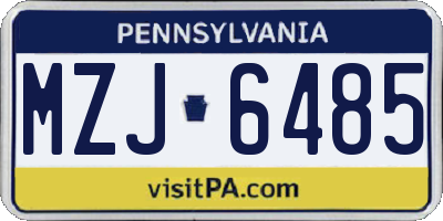 PA license plate MZJ6485