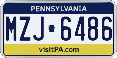 PA license plate MZJ6486