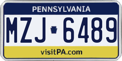 PA license plate MZJ6489