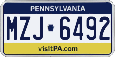 PA license plate MZJ6492