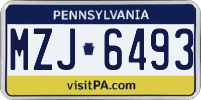 PA license plate MZJ6493