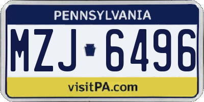 PA license plate MZJ6496