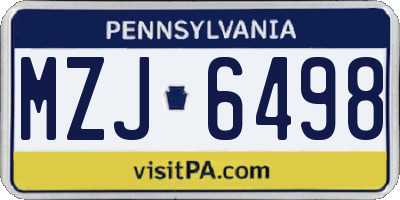 PA license plate MZJ6498