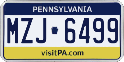 PA license plate MZJ6499
