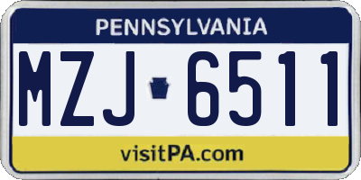 PA license plate MZJ6511