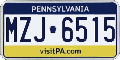 PA license plate MZJ6515