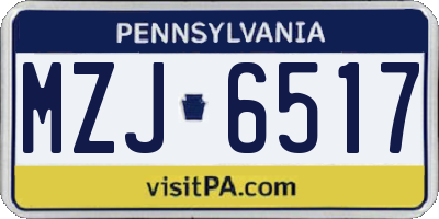 PA license plate MZJ6517