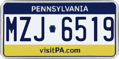 PA license plate MZJ6519
