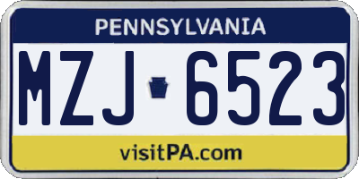 PA license plate MZJ6523