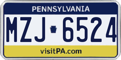PA license plate MZJ6524